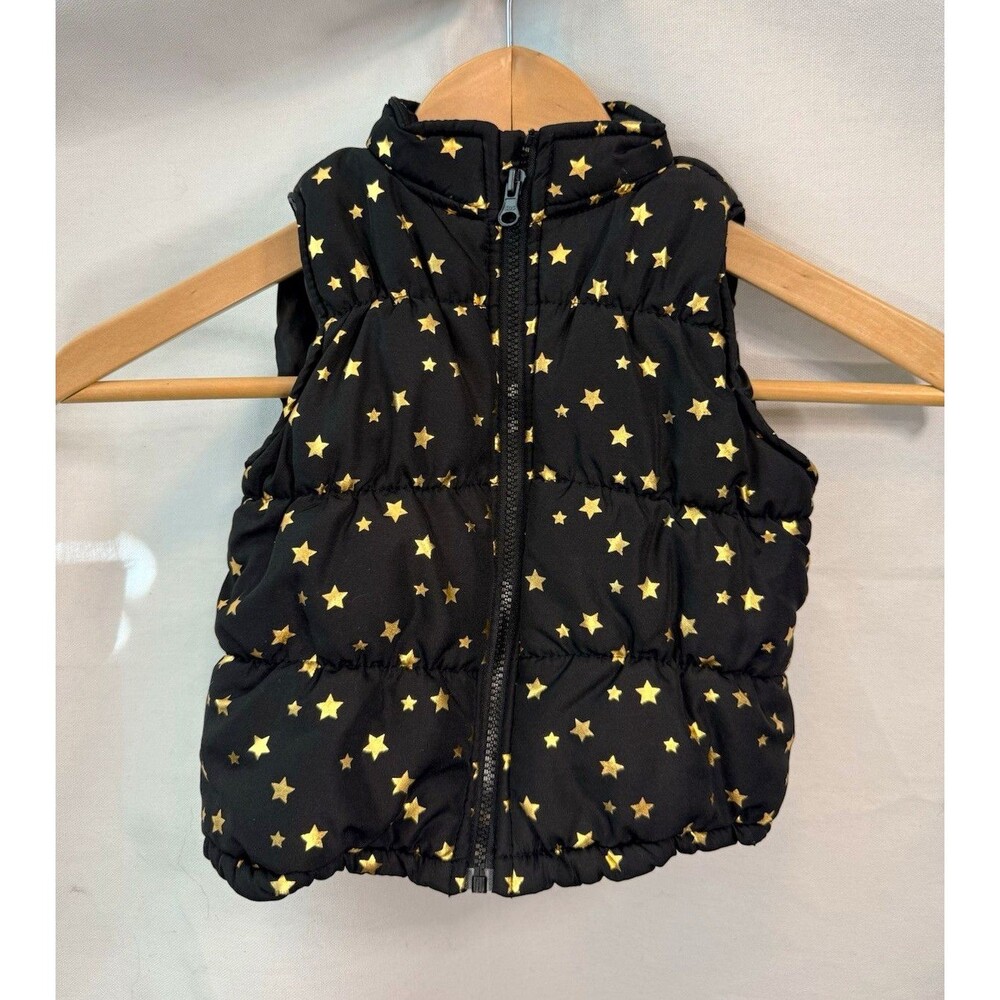 Healthtex kids size 3T girls black puffer vest with gold stars